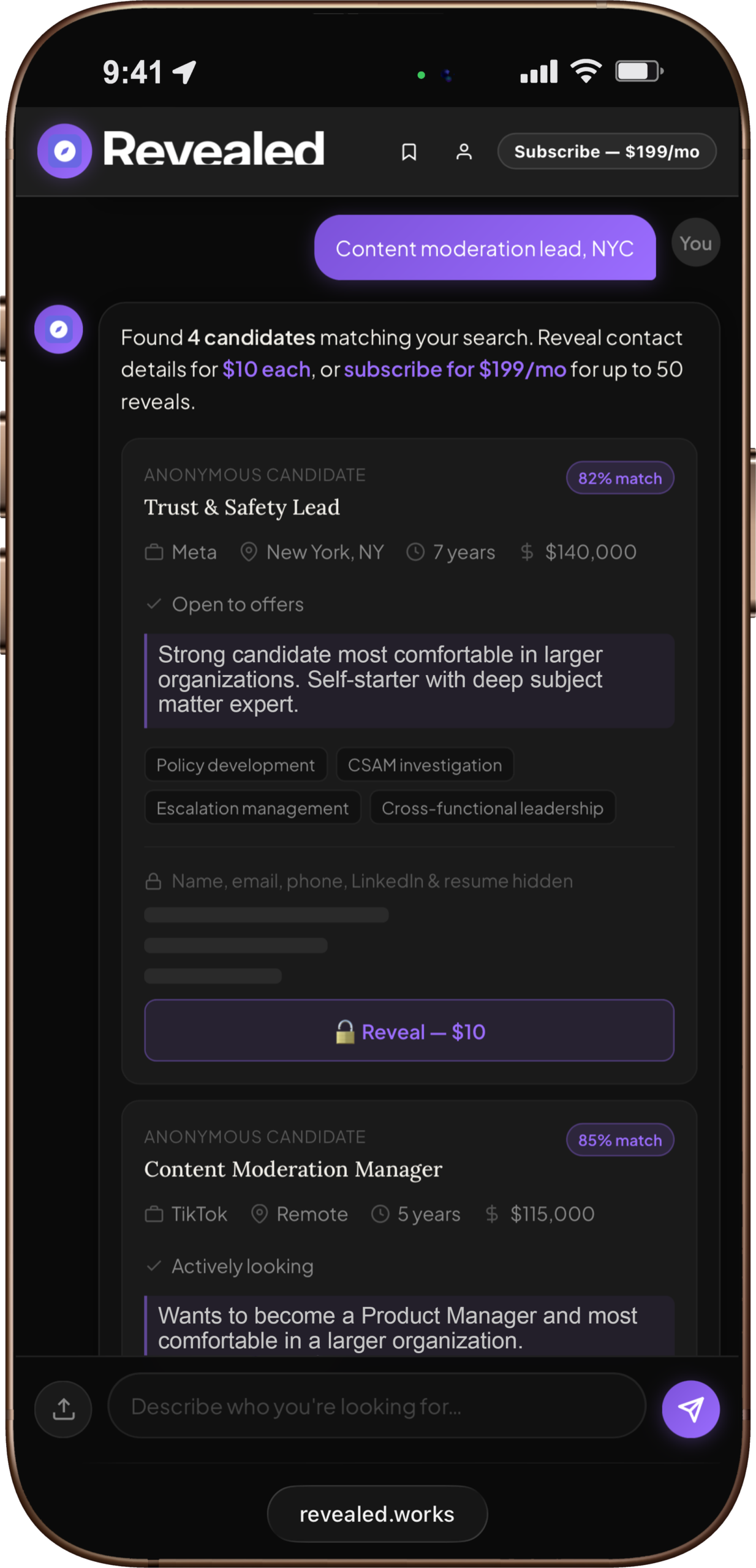 Employer search portal on iPhone