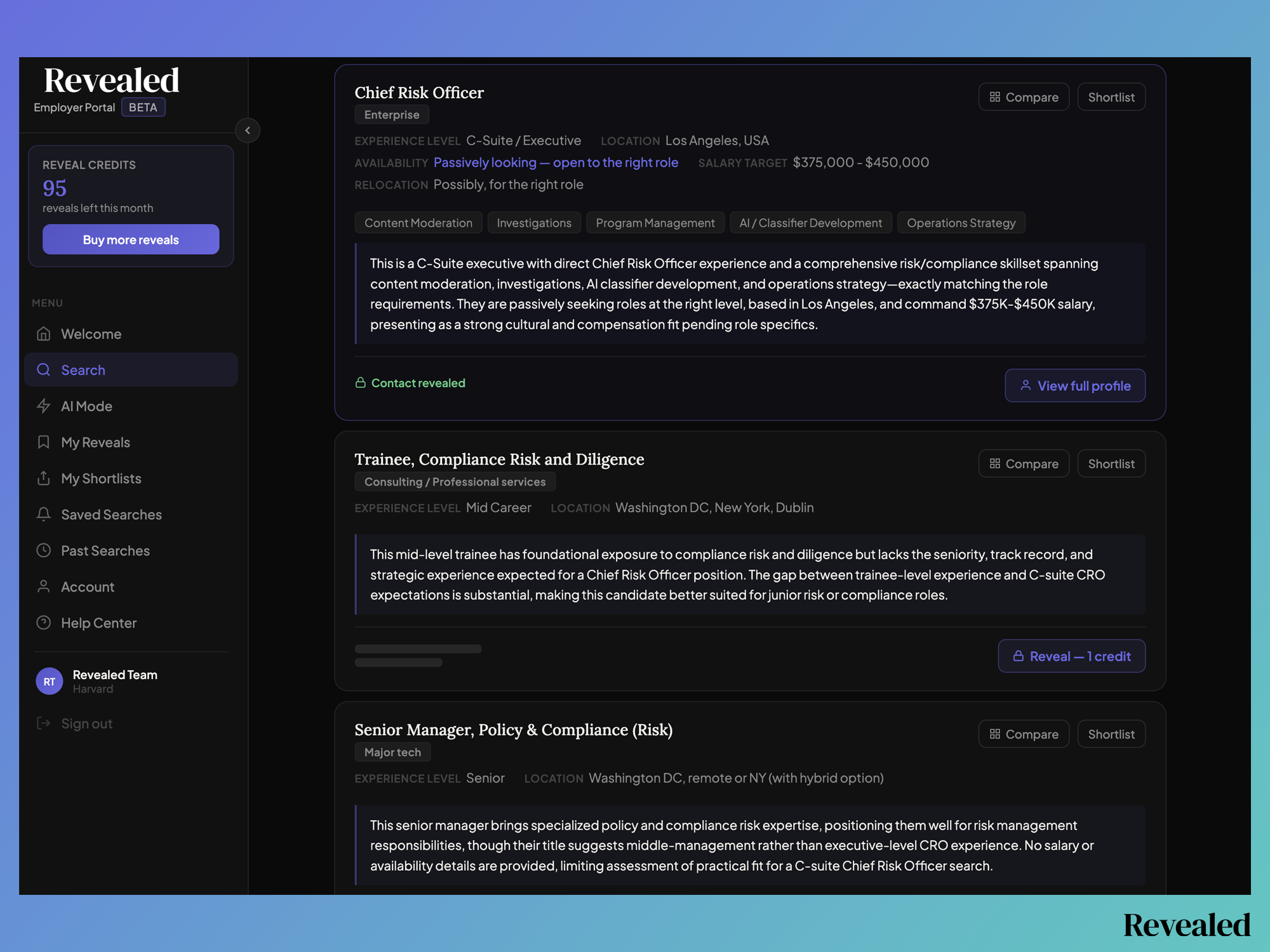 Search mode on Revealed